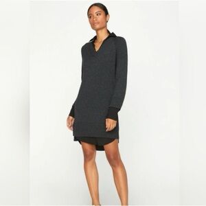 Brochu Walker Looker Layered V-Neck Dress M Gray Wool Cashmere